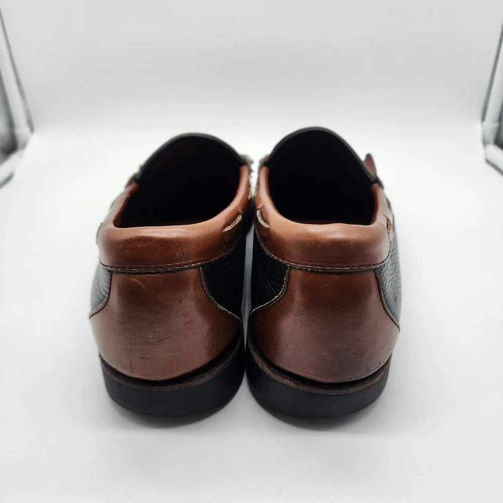 Allen Edmonds Nashua Loafers Men 11 B Narrow Black Brown Leather Kiltie Tassel